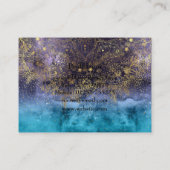 金ゴールドの花の曼荼羅および紙吹雪のイメージ 名刺 (裏面)