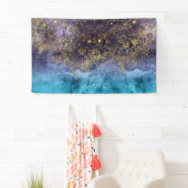 金ゴールドの花の曼荼羅および紙吹雪のイメージ 横断幕 (インサイチュ)