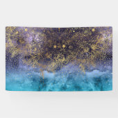 金ゴールドの花の曼荼羅および紙吹雪のイメージ 横断幕 (横)