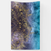 金ゴールドの花の曼荼羅および紙吹雪のイメージ 横断幕 (縦)