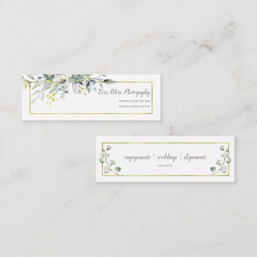 金ゴールドの花のBoho |の名刺|の写真撮影 スキニー名刺 (正面/裏面)