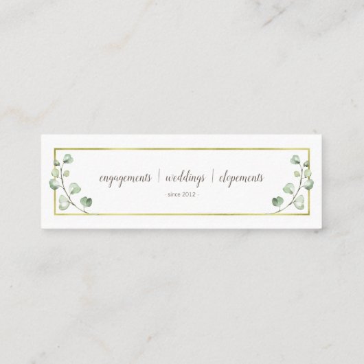 金ゴールドの花のBoho |の名刺|の写真撮影 スキニー名刺 (裏面)