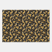 金ゴールドの花を包む紙 ラッピングペーパーシート (正面2)