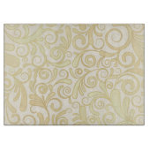 金ゴールドの花柄の葉パターン カッティングボード (正面)