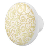 金ゴールドの花柄の葉パターン セラミックノブ (右)