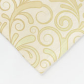 金ゴールドの花柄の葉パターン フリースブランケット (角)