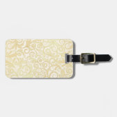 金ゴールドの花柄の葉パターン ラゲッジタグ (正面横)