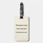 金ゴールドの花柄の葉パターン ラゲッジタグ (裏面縦)