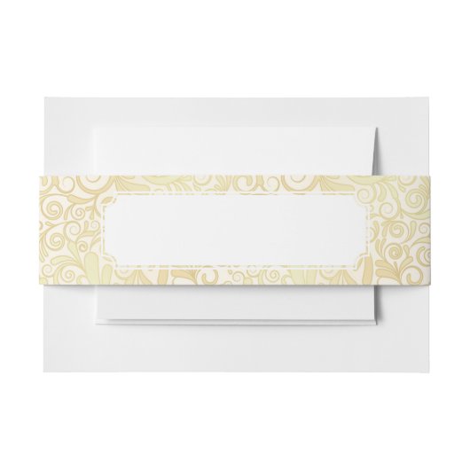 金ゴールドの花柄の葉パターン 招待状ベリーバンド (正面例)