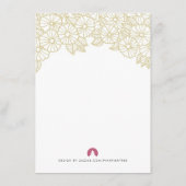 金ゴールドの花結婚白の挿入カード エンクロージャーカード (裏面)