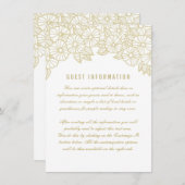 金ゴールドの花結婚白の挿入カード エンクロージャーカード (正面/裏面)