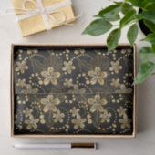 金ゴールドの花離れ真珠とブラックデコパージュ 薄葉紙 (ギフト)