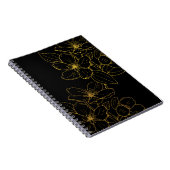 金ゴールドの花Black Note Book & Journals ノートブック (右側)