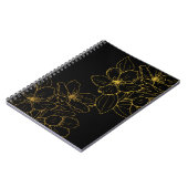 金ゴールドの花Black Note Book & Journals ノートブック (左側)