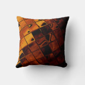 金ゴールドの茶色のタイルの抽象芸術 クッション (裏面)