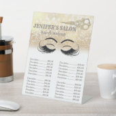 金ゴールドの華やかな髪とメイクアップの価格表 台座サイン (インサイチュ)