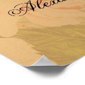 金ゴールドの葉と色あせた牡丹結婚の歓迎 ポスター (角)