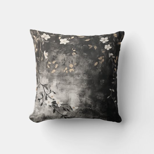 金ゴールドの葉のつる植物 クッション (正面)