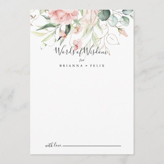 金ゴールドの葉のフローラ結婚の知恵の言葉 アドバイスカード (正面)