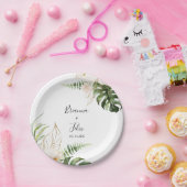 金ゴールドの葉のフローラ結婚ズケーキ ペーパープレート (パーティー)