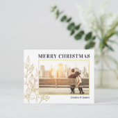 金ゴールドの葉の写真メリークリスマスポストカード シーズンポストカード (スタンド正面)