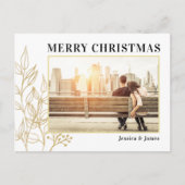 金ゴールドの葉の写真メリークリスマスポストカード シーズンポストカード (正面)