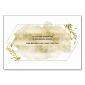 金ゴールドの葉の効果結婚のアコモデーションカード テーブルナンバー (裏面)