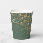 金ゴールドの葉の多い植物性ユーカリ緑のモノグラム 紙コップ (裏面)