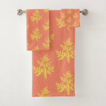 金ゴールドの葉の珊瑚植物模様