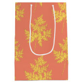 金ゴールドの葉の珊瑚植物模様 ミディアムペーパーバッグ (裏面)