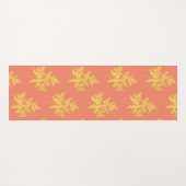 金ゴールドの葉の珊瑚植物模様 ヨガマット (裏面(横))