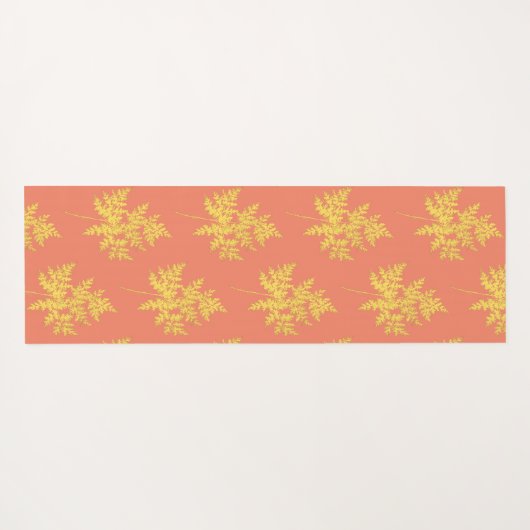 金ゴールドの葉の珊瑚植物模様 ヨガマット (裏面(横))