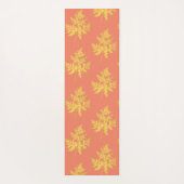 金ゴールドの葉の珊瑚植物模様 ヨガマット (裏面)
