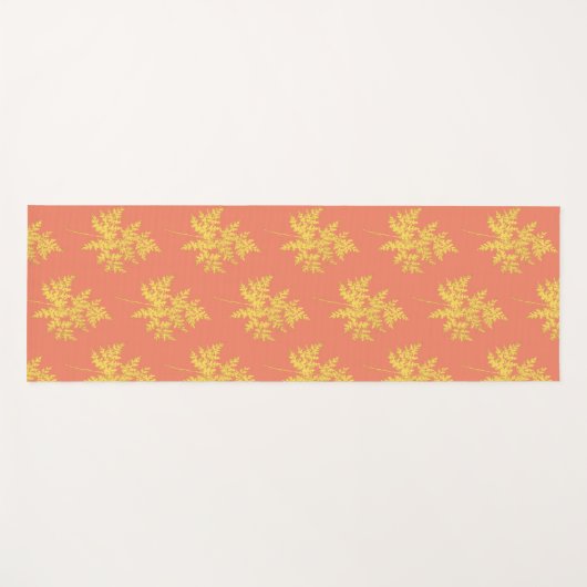 金ゴールドの葉の珊瑚植物模様 ヨガマット (正面(横))