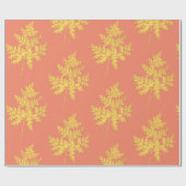 金ゴールドの葉の珊瑚植物模様 ラッピングペーパー (フラット)