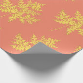 金ゴールドの葉の珊瑚植物模様 ラッピングペーパー (角)