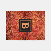 金ゴールドの葉の葉のモノグラムモダン フリースブランケット (正面(横))