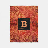 金ゴールドの葉の葉のモノグラムモダン フリースブランケット (正面)