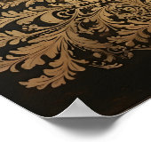 金ゴールドの葉ステンシルクリスマスツリー ポスター (角)