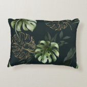 金ゴールドの葉トロピカル:ダークウォーター色 アクセントクッション (裏面)