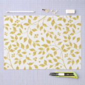 金ゴールドの葉パターン 薄葉紙 (クラフト)