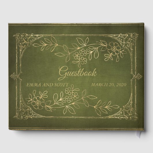 金ゴールドの葉ビンテージ結婚式 ゲストブック (裏面)