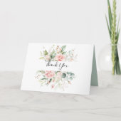 金ゴールドの葉フローラの結婚折り返しサンキューカード サンキューカード (正面)