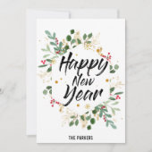 金ゴールドの葉フローラ | Red Berry新年 シーズンカード (正面)