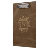 金ゴールドの葉モノグラムブラウンフェイクレザー クリップボード (左)