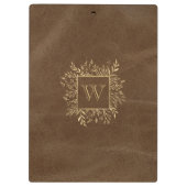 金ゴールドの葉モノグラムブラウンフェイクレザー クリップボード (裏面)