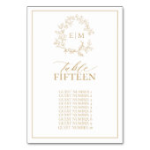 金ゴールドの葉冠モノグラム結婚のテーブル番号 テーブルナンバー (裏面)