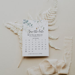 金ゴールドの葉緑のカレンダーの保存 セーブザデート