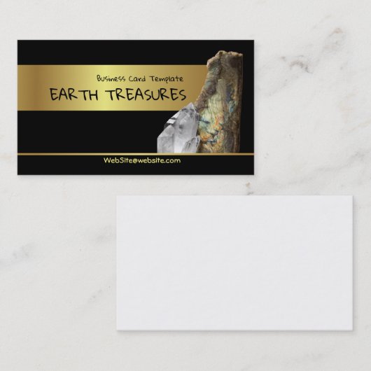 金ゴールドの虹色の宝石用原石の水晶および鉱物 名刺 (正面/裏面)