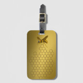 金ゴールドの蜂蜜の蜂の蜂蜜の販売人の養蜂家のApiarist ラゲッジタグ (正面縦)